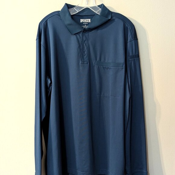 Duluth Trading Co. Men's Deep Teal Blue Long Sleeve Polo Shirt. Size Large - Picture 1 of 3
